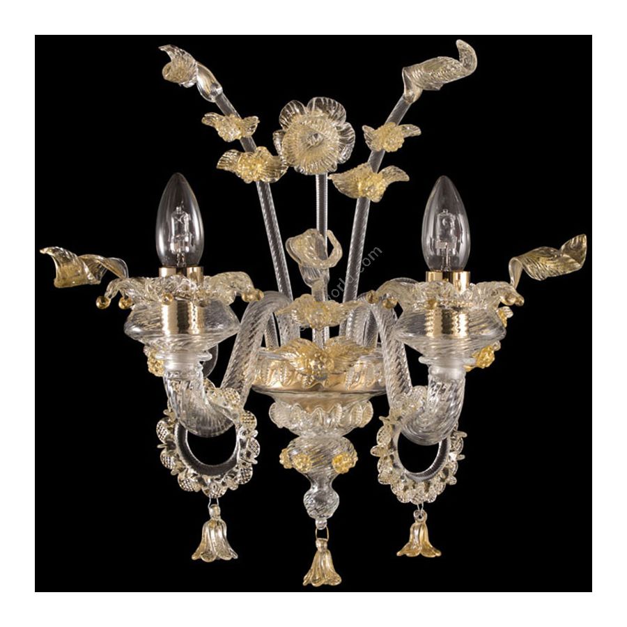 Clear with Gold Glass / 2 lights (cm.: 40 x 35 x 30 / inch.: 15.75" x 13.78" x 11.81")