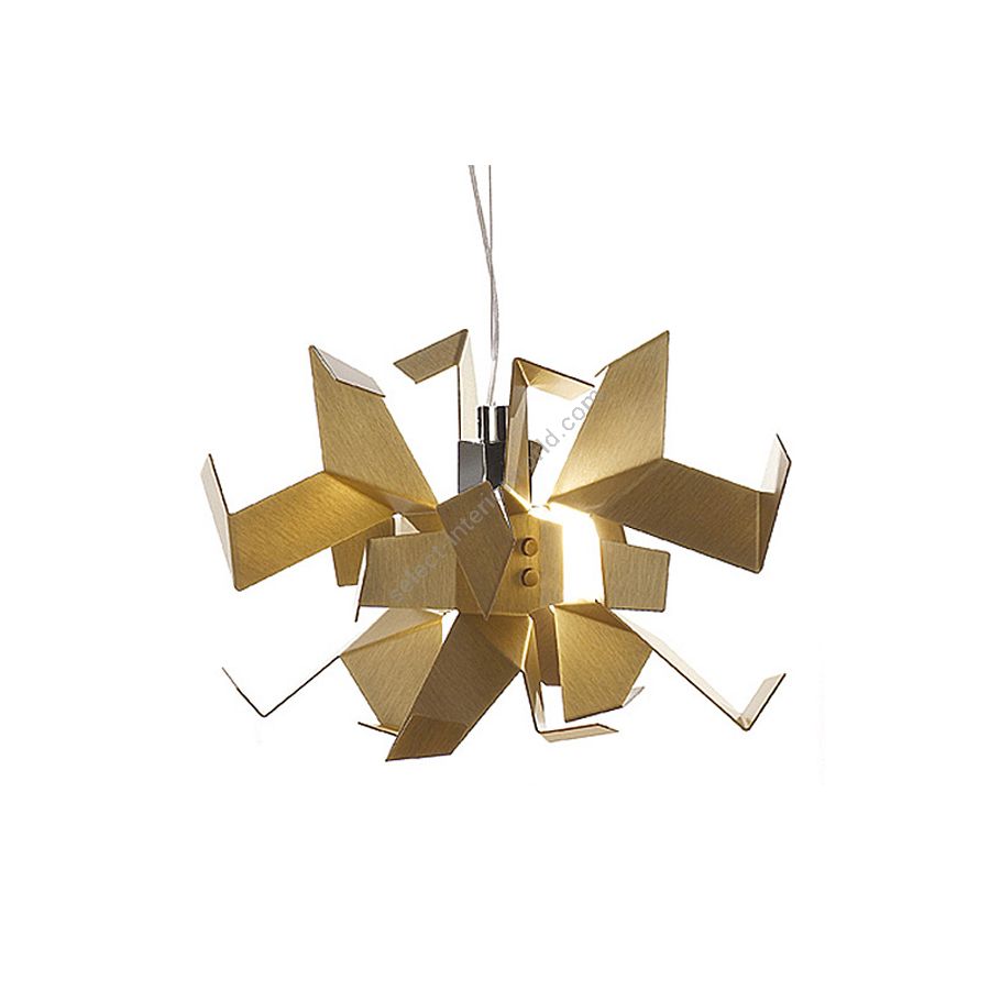 Pendant lamp / Burnished and satined brass finish / 1 light (cm.: 225 x 65 x 65 / inch.: 88.58" x 25.59" x 25.59")