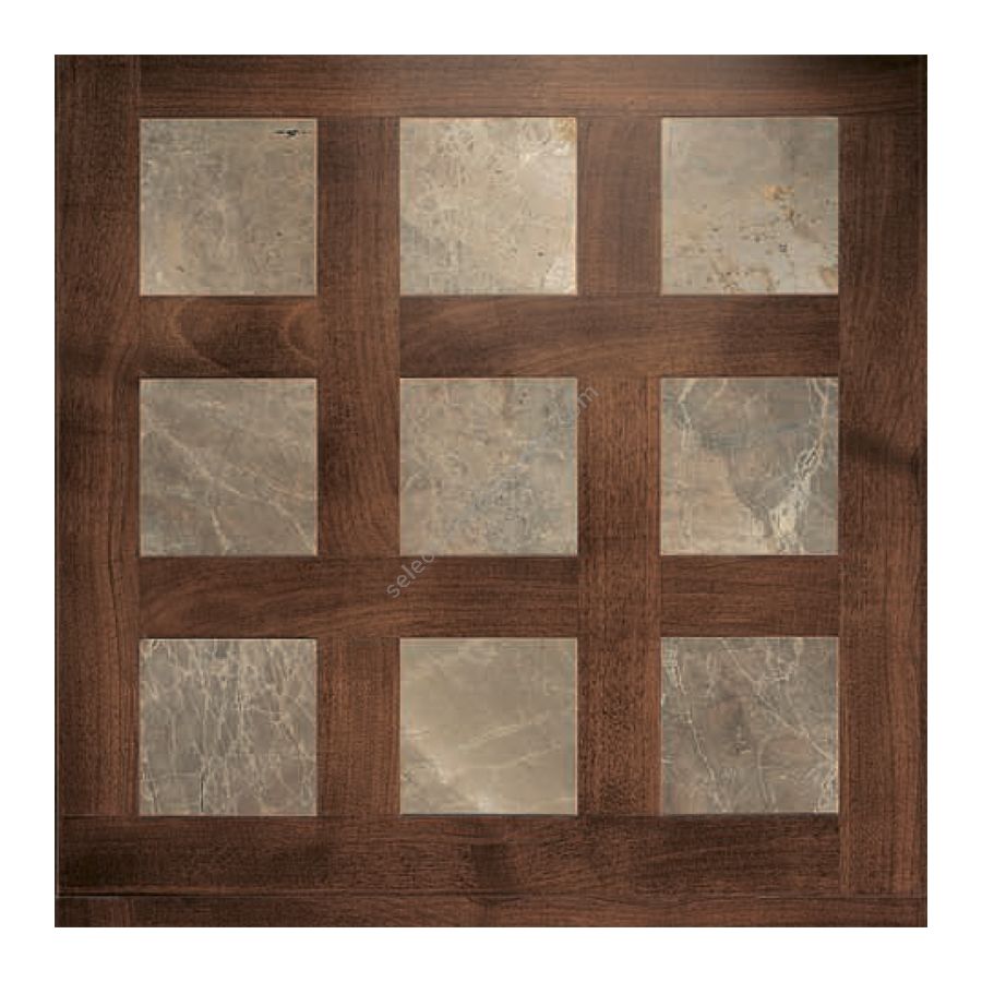 Wood Finish: Walnut; Marble Finish: Grey