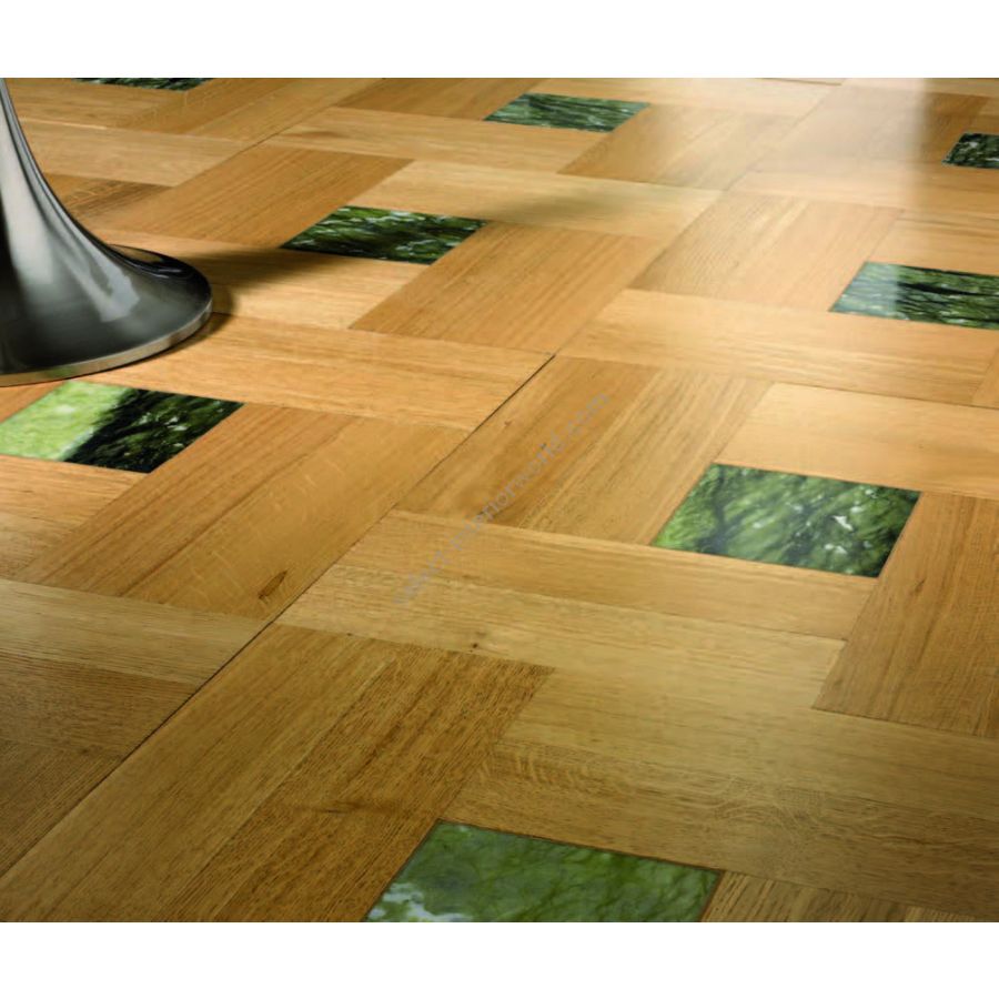 Wood Finish: Oak Natural; Marble Finish: Green