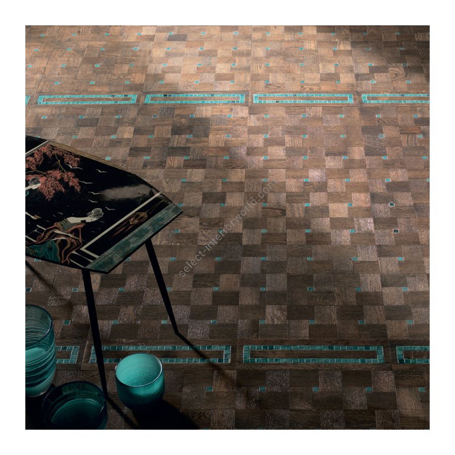 Wood Finish: Oak Grey; Mosaic Finish: Turquoise