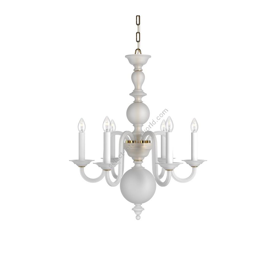 Polished Brass Finish / Crystal Frosted color of Glass / 6 lights (cm.: H 76 x W 62 / inch.: H 29.9" x W 24.4")