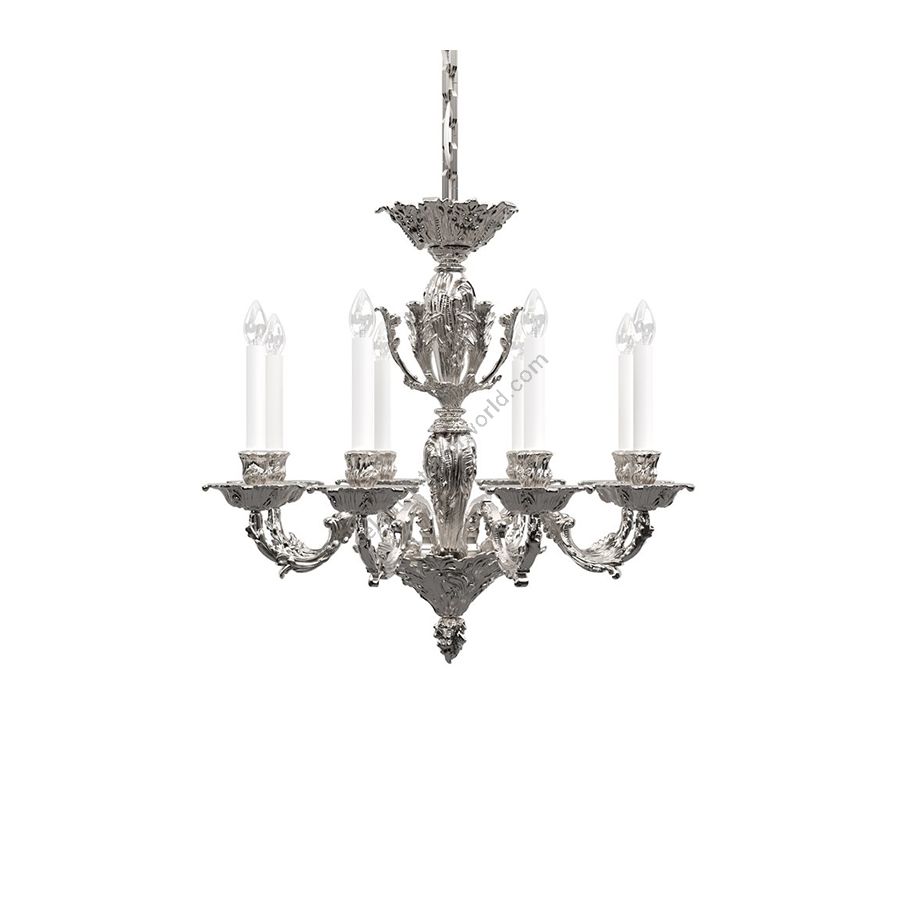 Nickel Plated Brass Finish / Without Lamp Shades / 8 lights (cm.: H 71 x W 75 / inch.: H 27.9" x W 29.5")