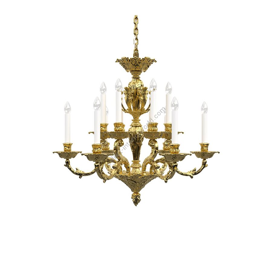 Polished Brass Finish / Without Lamp Shades / 12 lights (cm.: H 78 x W 85 / inch.: H 30.7" x W 33.5")