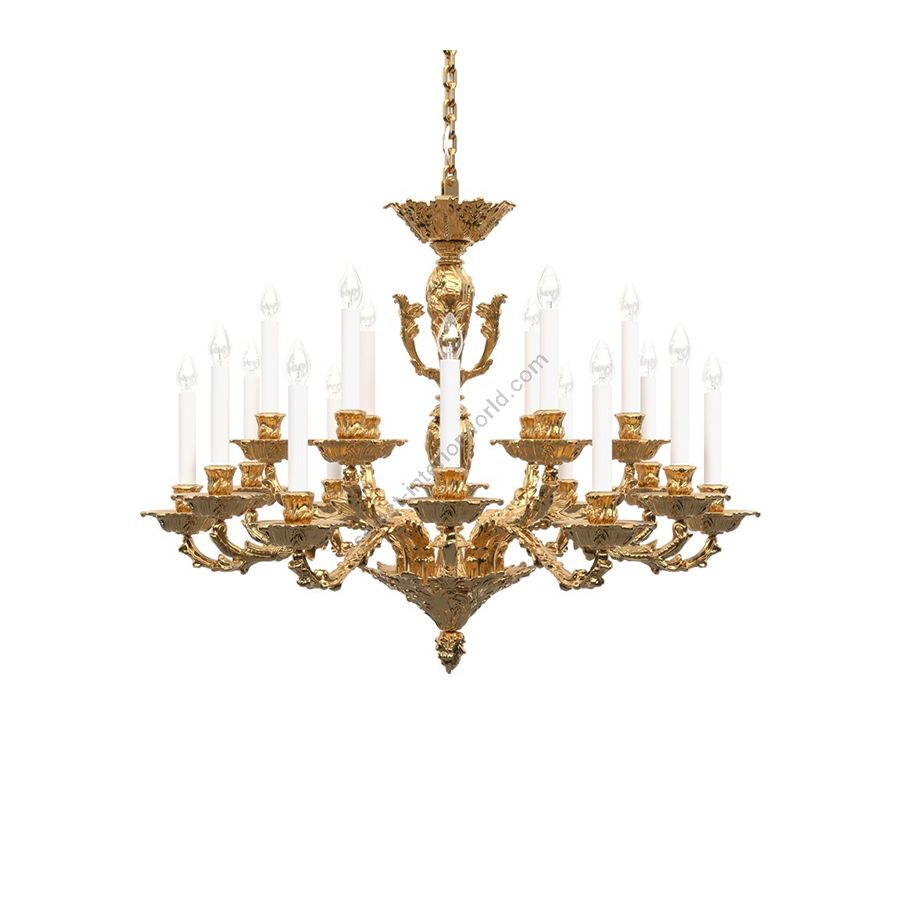 24K Gold Plated Brass Finish / Without Lamp Shades / 18 lights (cm.: H 78 x W 98 / inch.: H 30.7" x W 38.6")