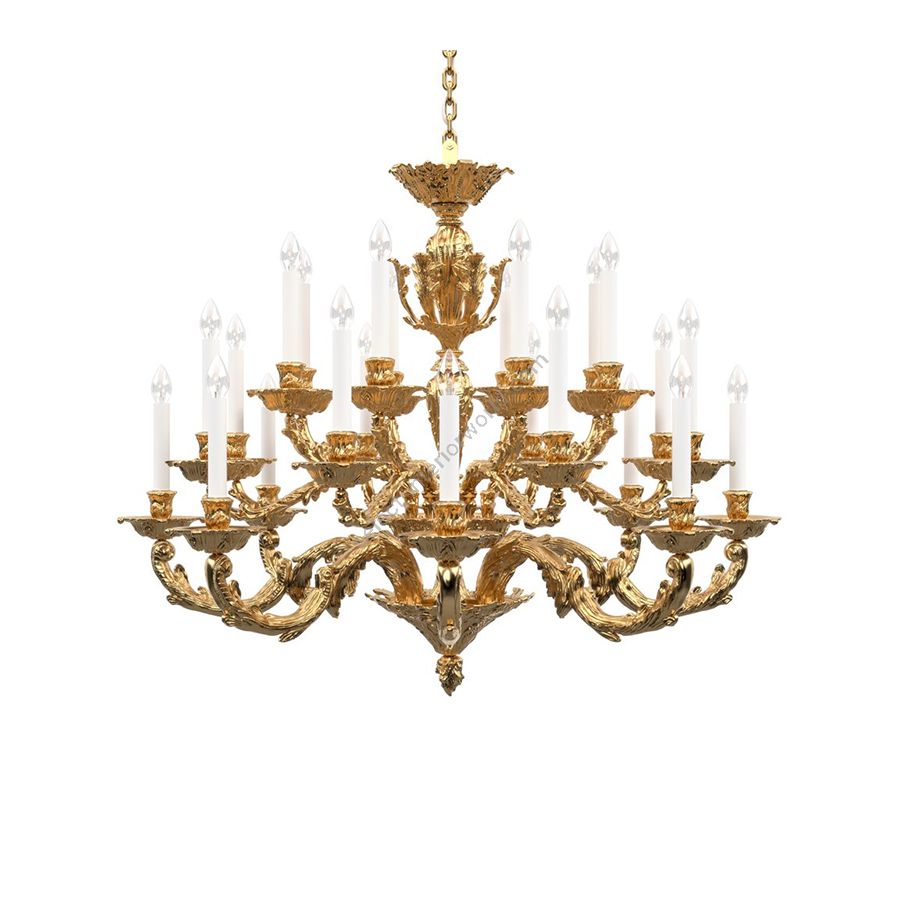 24K Gold Plated Brass Finish / Without Lamp Shades / 24 lights (cm.: H 93 x W 111 / inch.: H 36.6" x W 43.7")