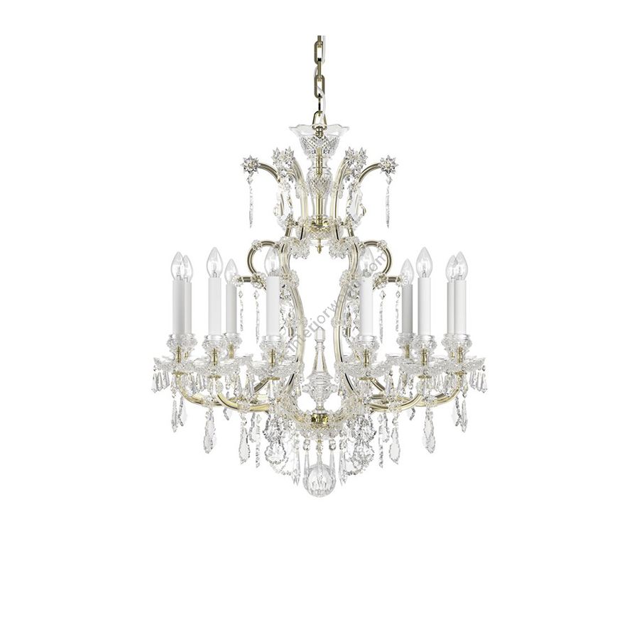 Elite Crystal Chandelier / 12 lamp / Historic Design / Polished Brass finish
