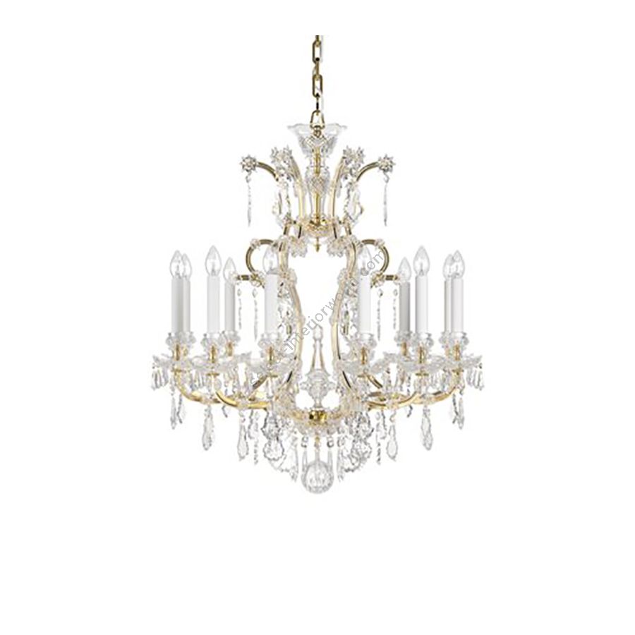 Elite Crystal Chandelier / 12 lamp / Historic Design / 24K Gold Plated finish