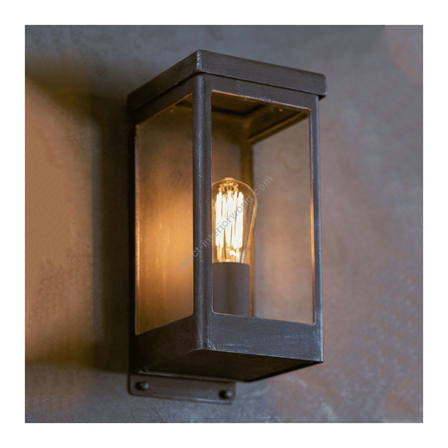 Wall lamp, outdoor collection, handcrafted of wrought iron, iron nature finish, clear glass
