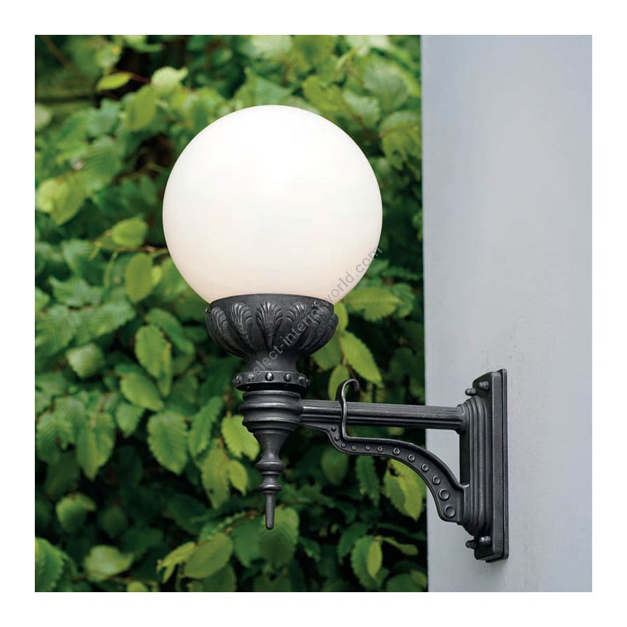 Outdoor wall lamp, glass lampshade, iron nature finish