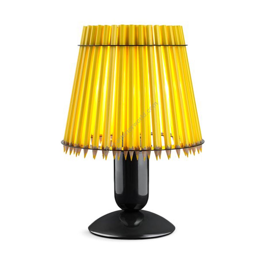 Yellow colour lampshade / Black stand