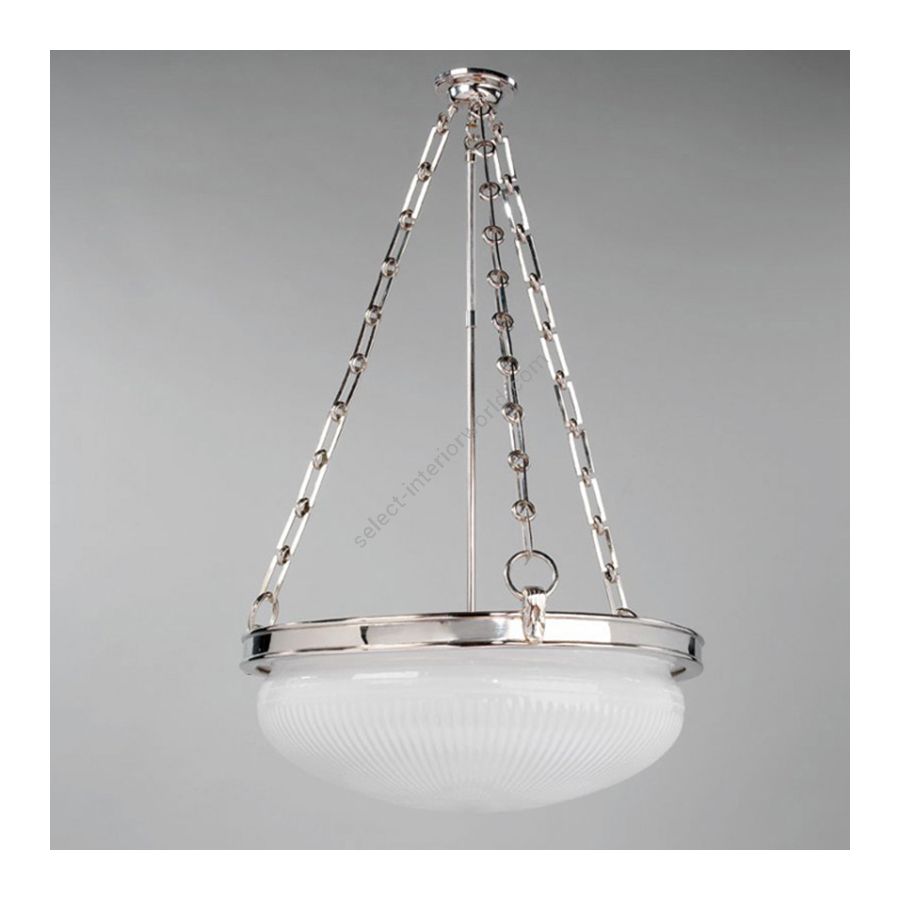 Hanging lamp / Nickel finish / Ribbed opaline glass