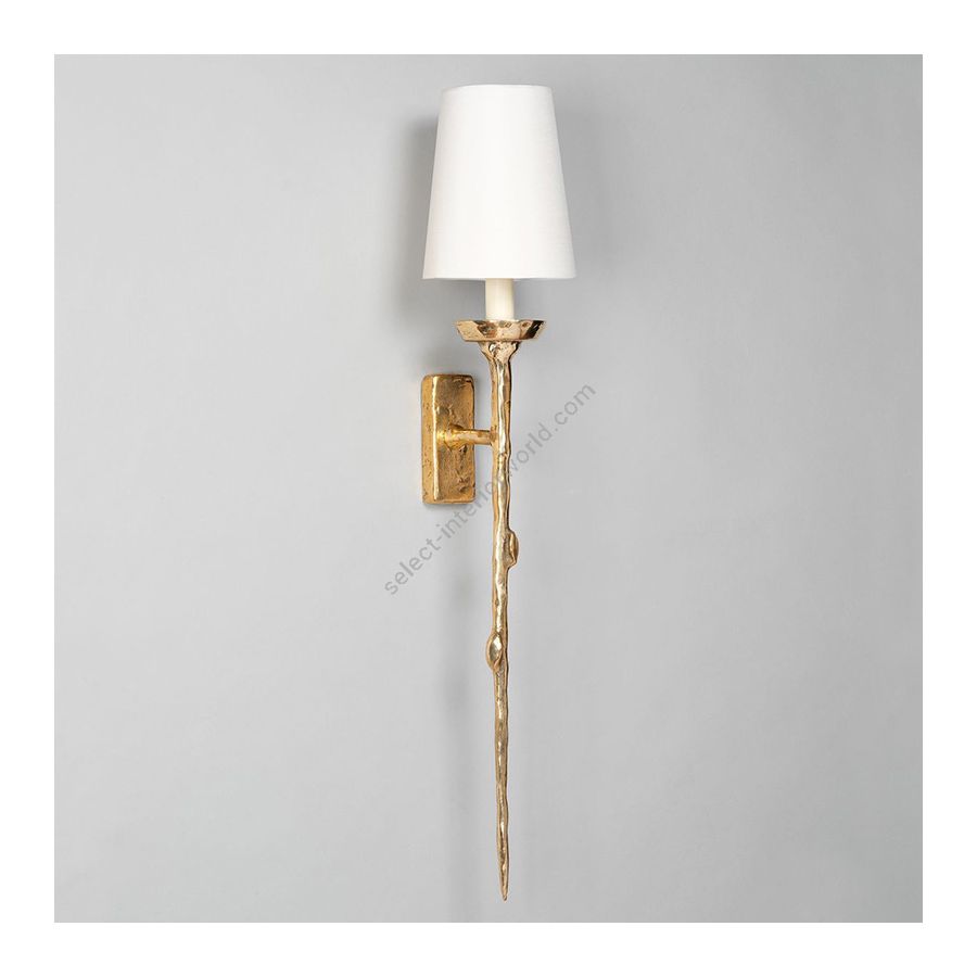 Wall lamp / Brass finish / Card type of lampshade / Pale Cream colour, material card lampshade