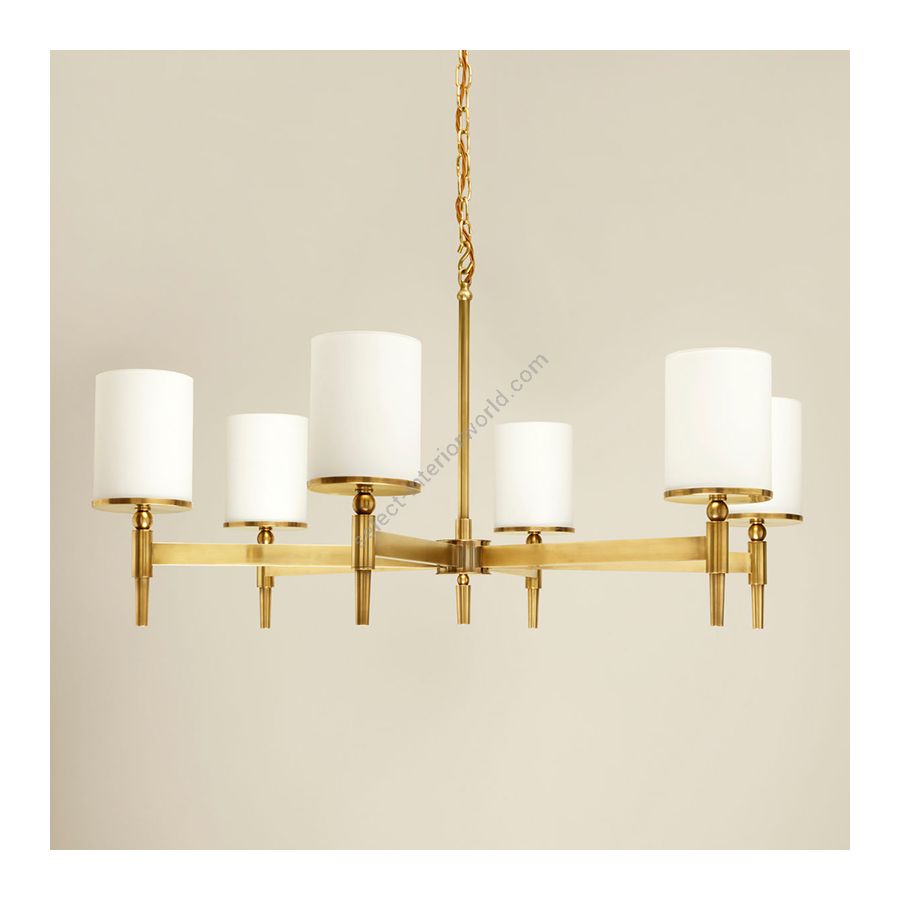 Chandelier / Brass finish / Frosted opaline glass shades