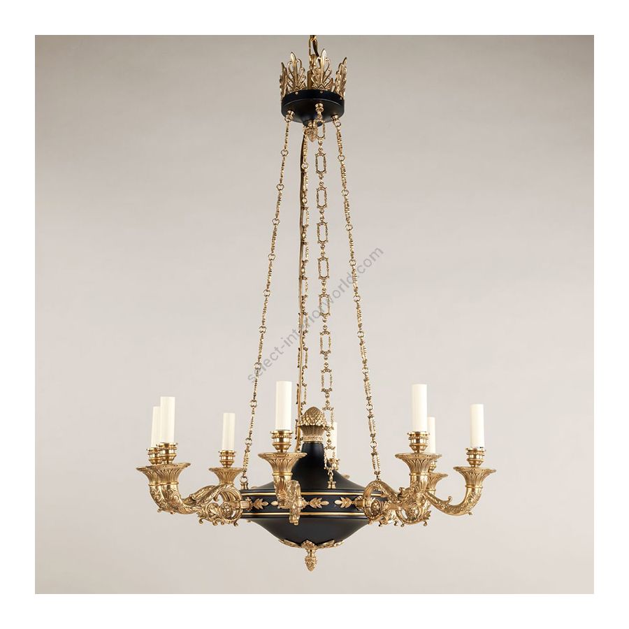 Chandelier / Black and Brass finishes / 8 lights