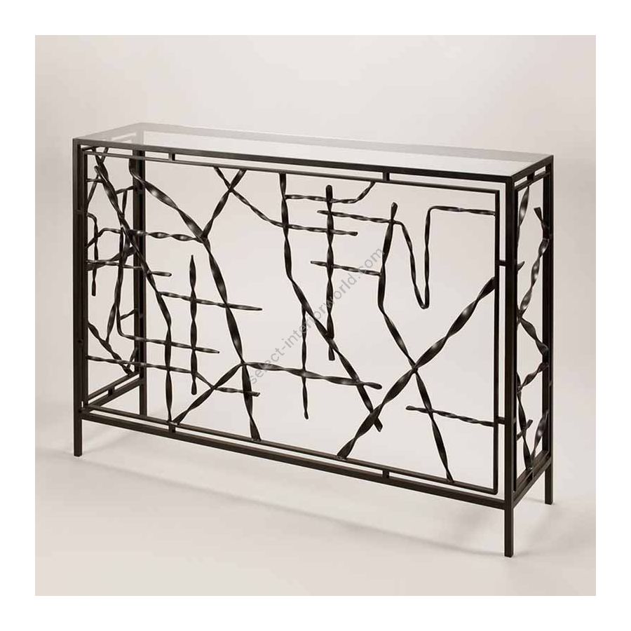Console table / Bronze finish / Glass top
