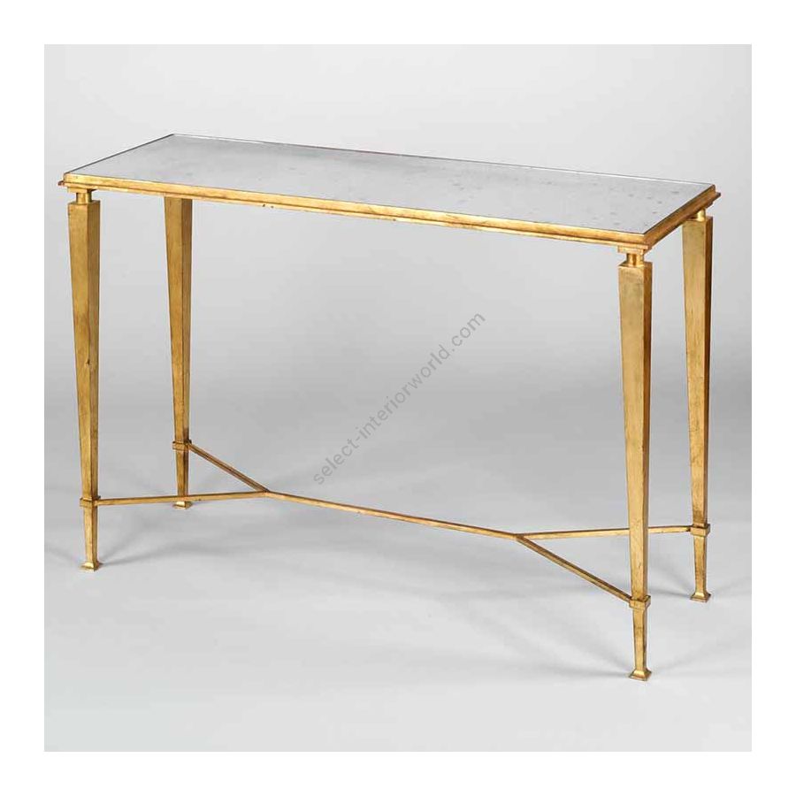 Console table / Gilt finish / Toughened antiqued mirror top