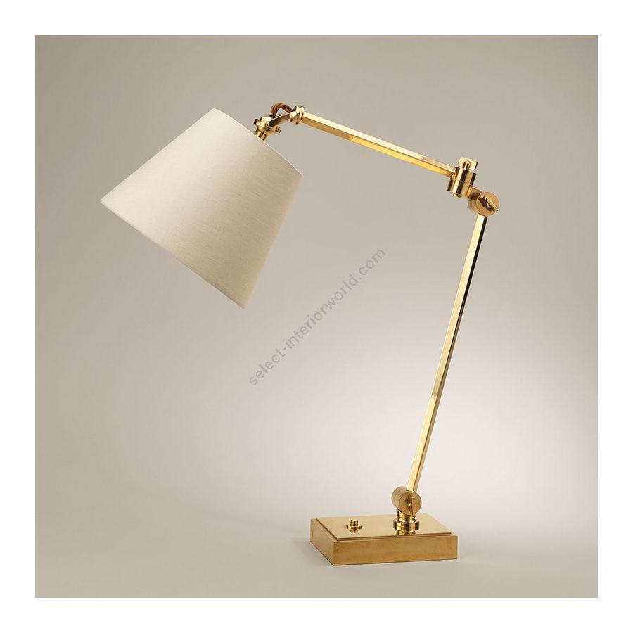 Desk lamp / Brass finish / Gardenia colour, material linen lampshade