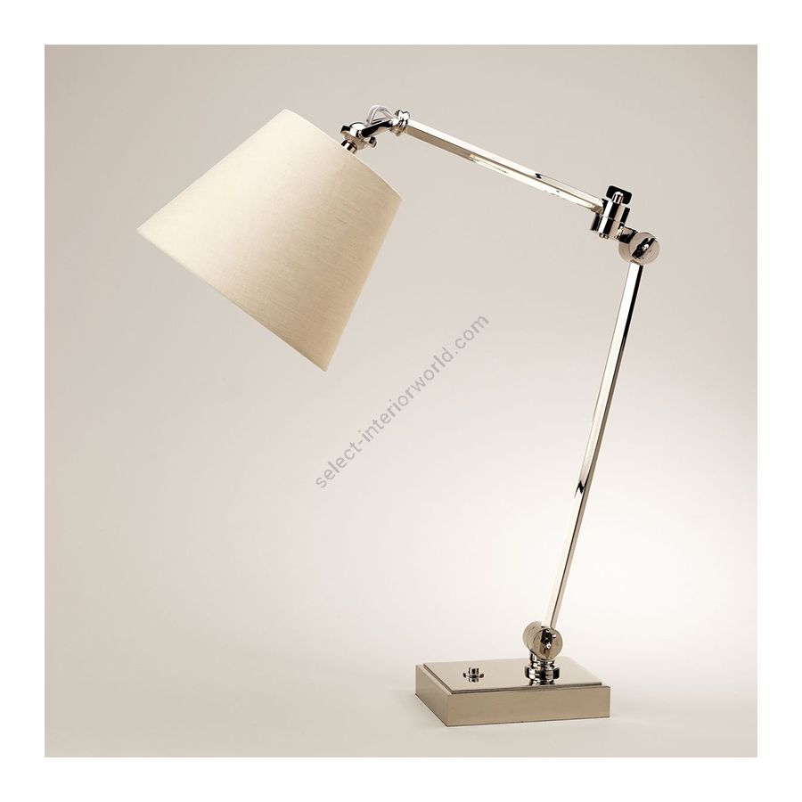 Desk lamp / Nickel finish / Lily colour, material linen lampshade