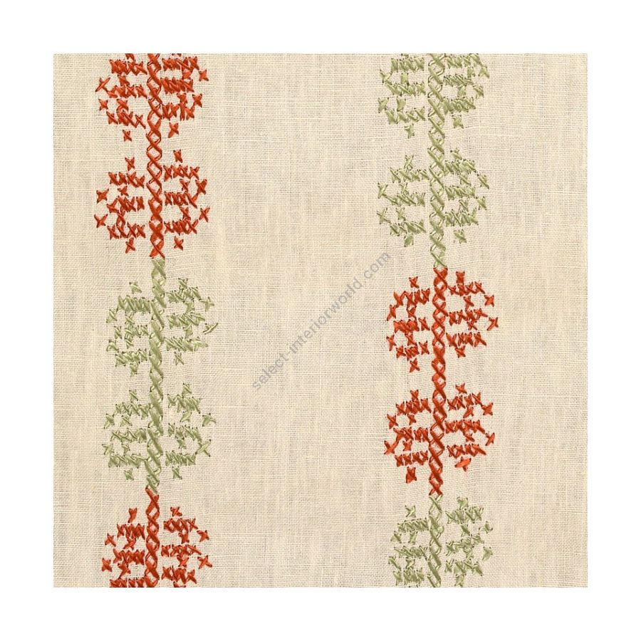 Detail - Ios Embroidered Linen - Red & Green (RG)