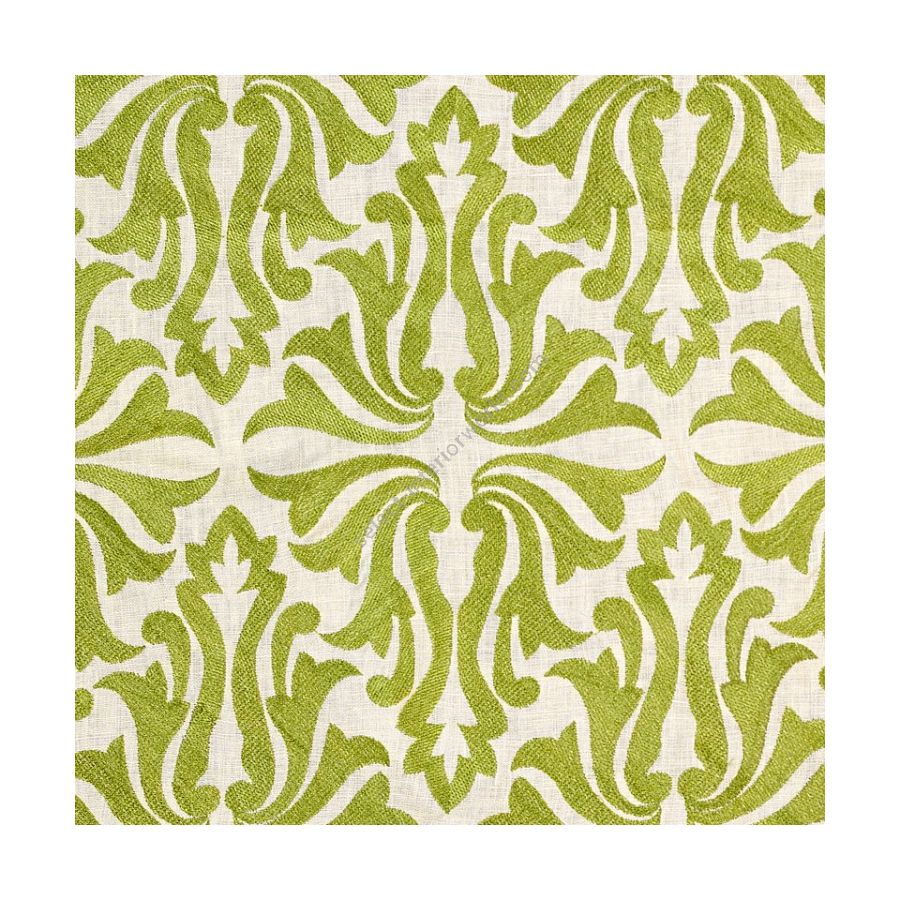 Detail - Leros Embroidered Linen - Lime Green (LG)
