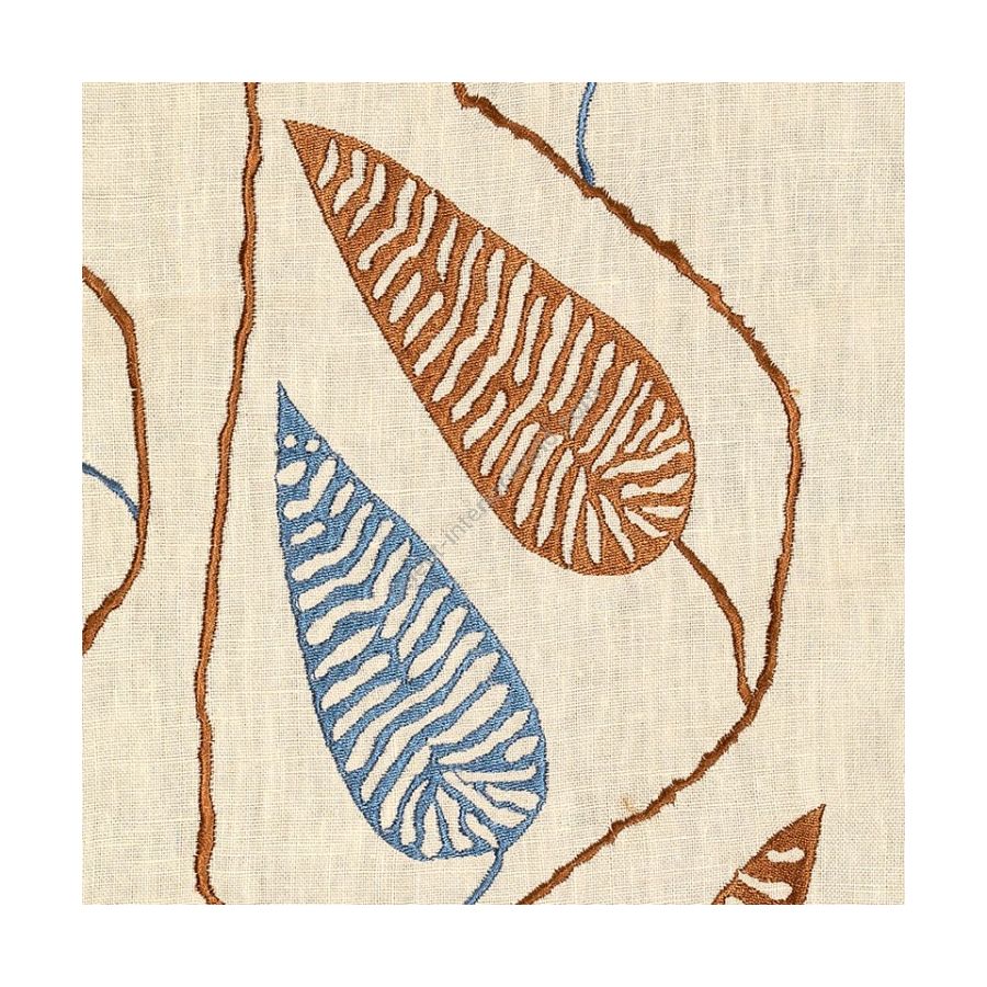 Detail - Paros Embroidered Linen - Brown & Blue (BB)