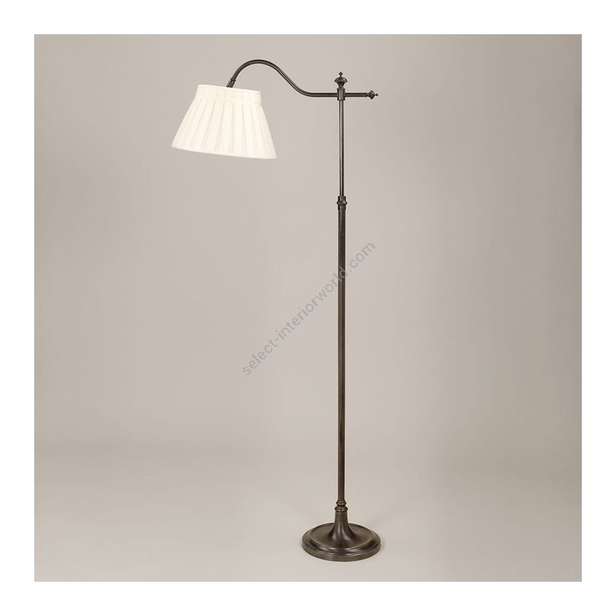 Floor lamp / Bronze finish / Box pleat type of lampshade / Cream colour, material silk