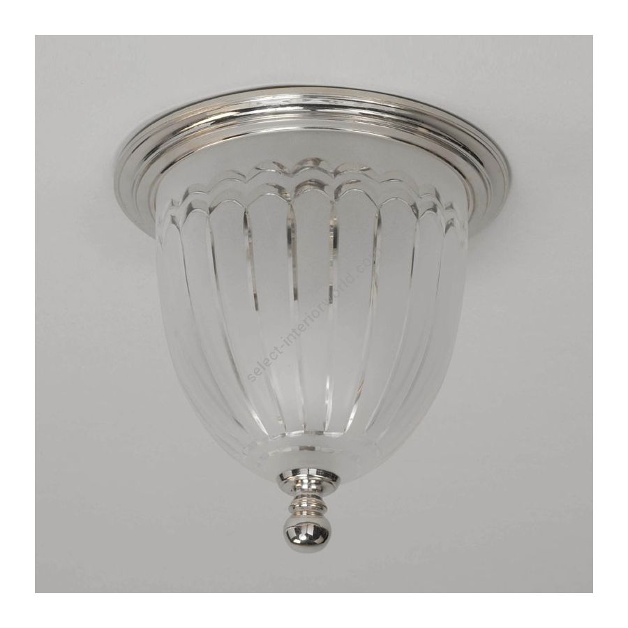 Flush ceiling light / Nickel finish / Hand-cut etched glass dome