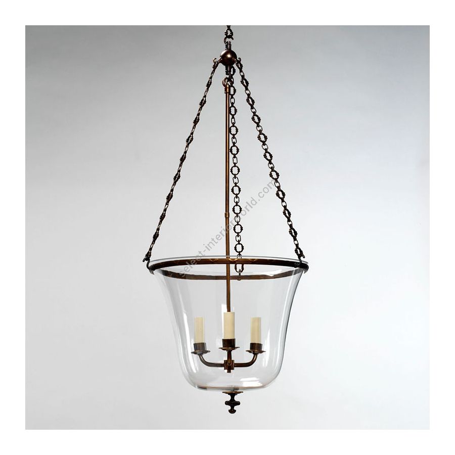Globe Lantern / Brass finish / Hand-blown shaped glass