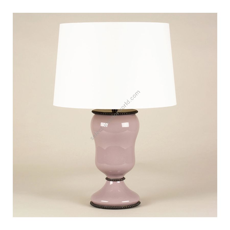 Table lamp / Dusky Pink glazed ceramic finish / Cream colour, material silk lampshade