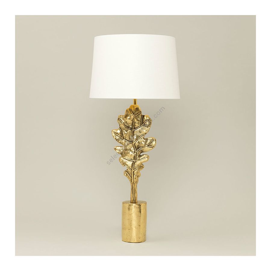 Table lamp / Brass finish / Lily colour, material linen lampshade