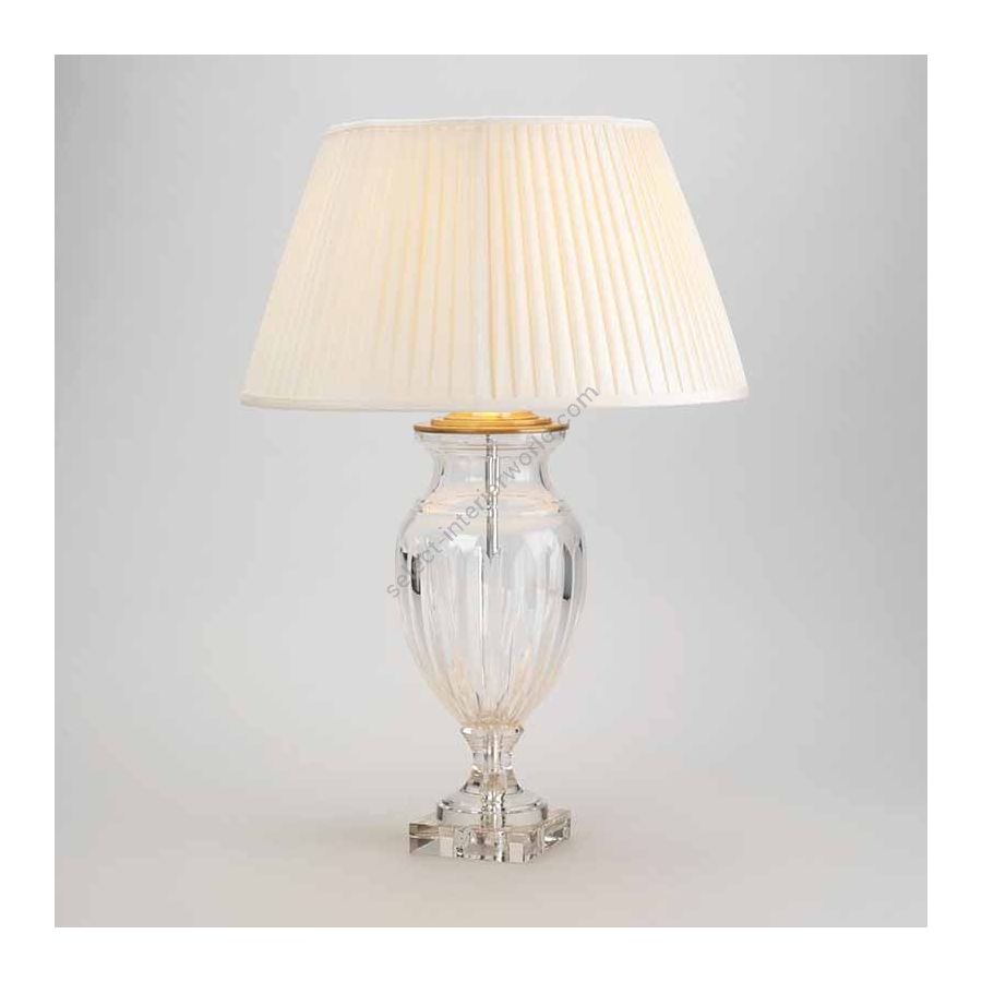 Table lamp / Finish: Brass / Type of Lampshade: Knife pleat; colour - Cream; material - Silk