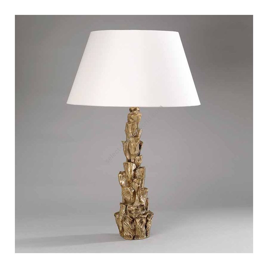 Table lamp / Finish: Brass / Type of Lampshade: Laminated, colour - Cream, material - Silk