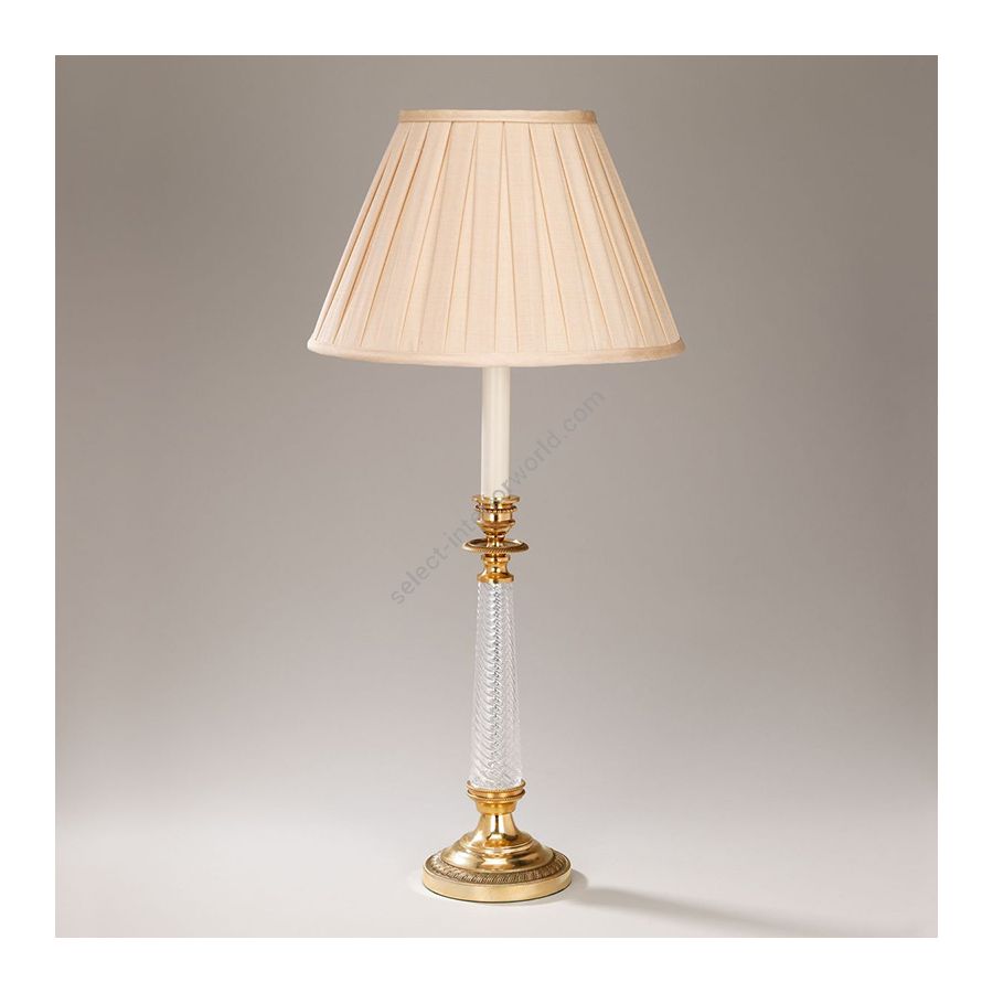 Table lamp / Brass finish / Box pleat type lampshade / Cream colour, material silk lampshade