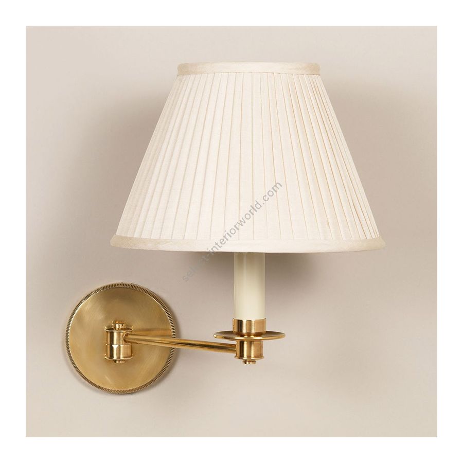 Wall lamp / Brass finish / Knife pleat type of lampshade / Cream colour, material silk