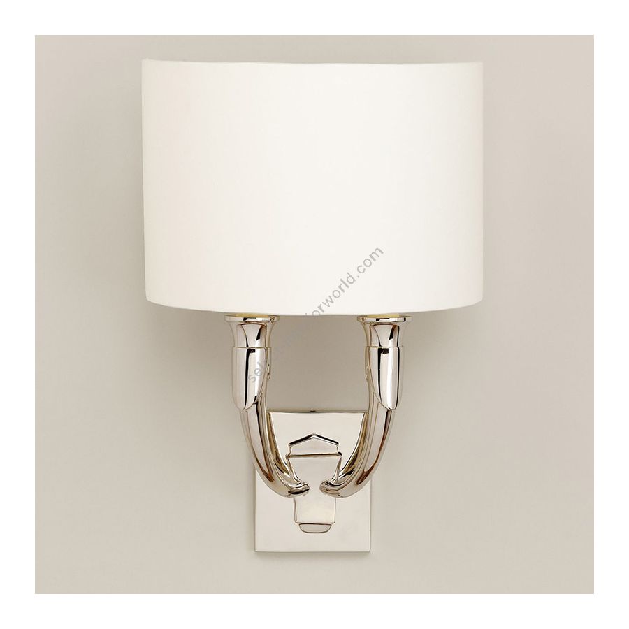 Wall lamp / Finish: Nickel / Model: Wide backplate / Lampshade: Lily colour, material linen