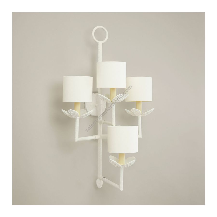 Wall lamp / Chalk white painted finish / Lily Linen lampshades