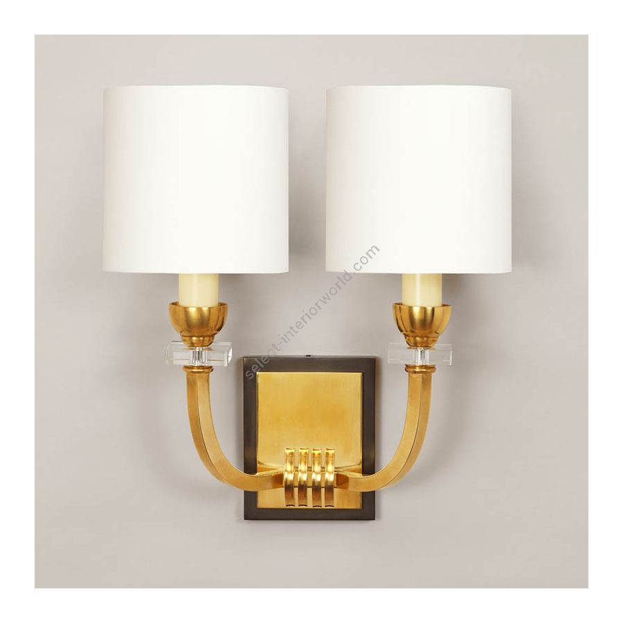Brass finish / Cream Silk lampshades