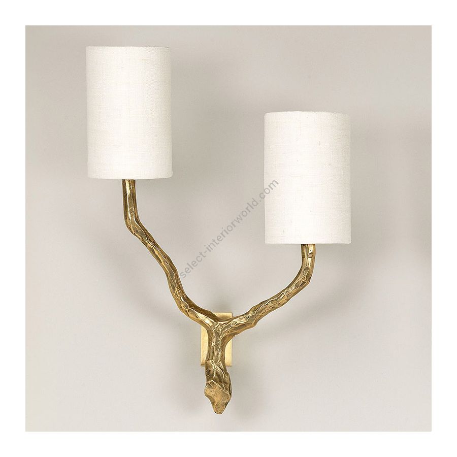Brass finish / Ivory Linen Laminated lampshades / Left position