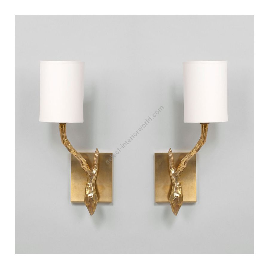 Brass finish / White Card lampshades / Left & Right