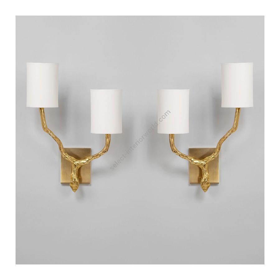 Brass finish / White Card lampshades / Left & Right
