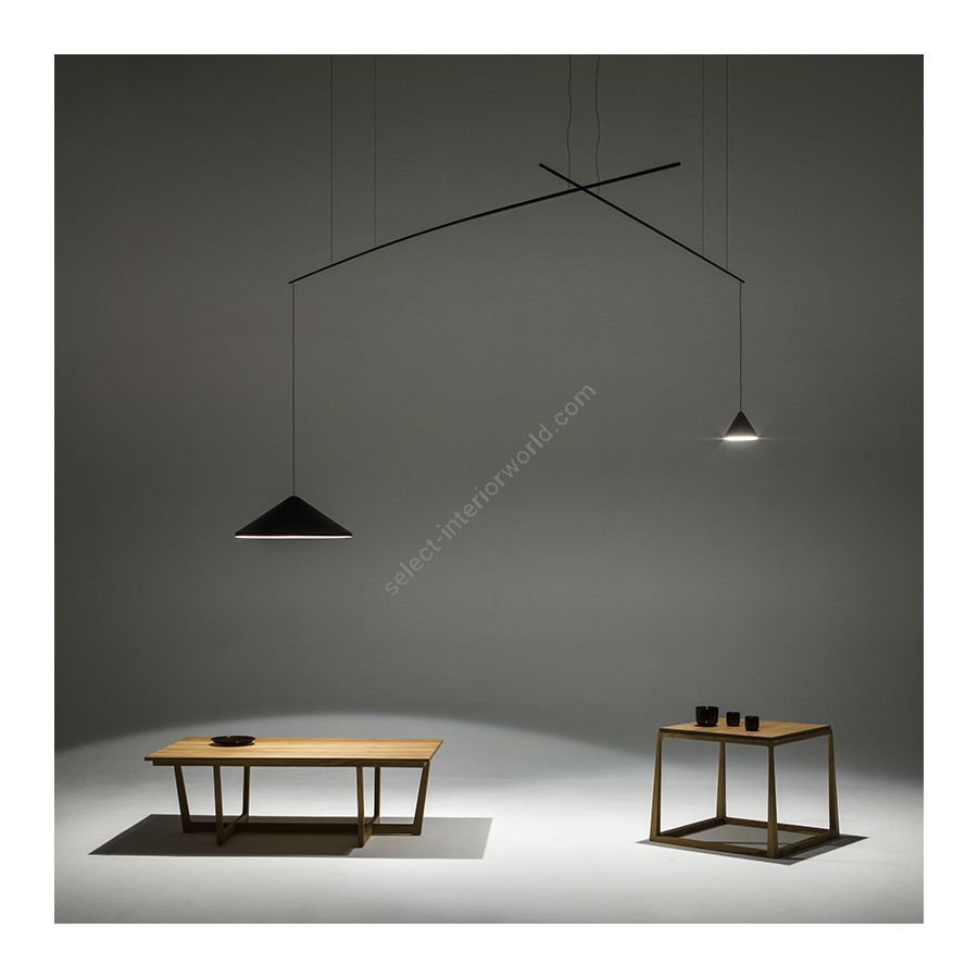 Hanging lamp / Black finish / cm.: max 200 (H1/21) x 190 x 60 and cm.: max 200 (H1/14) x 190 x 16