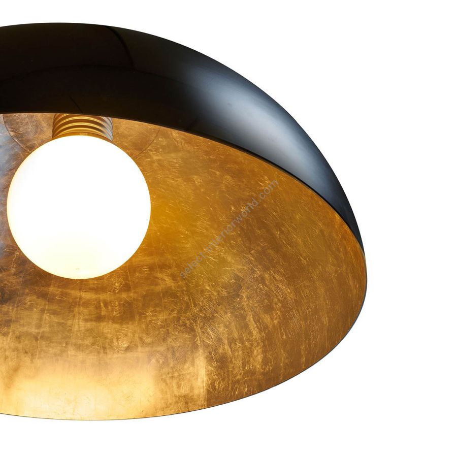 Suspension Lamp / Opal black color outside / Gold leaf color inside