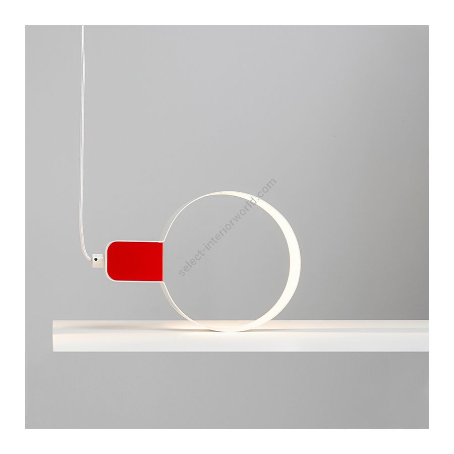 Suspension Lamp / Pure white with Carmine red finish