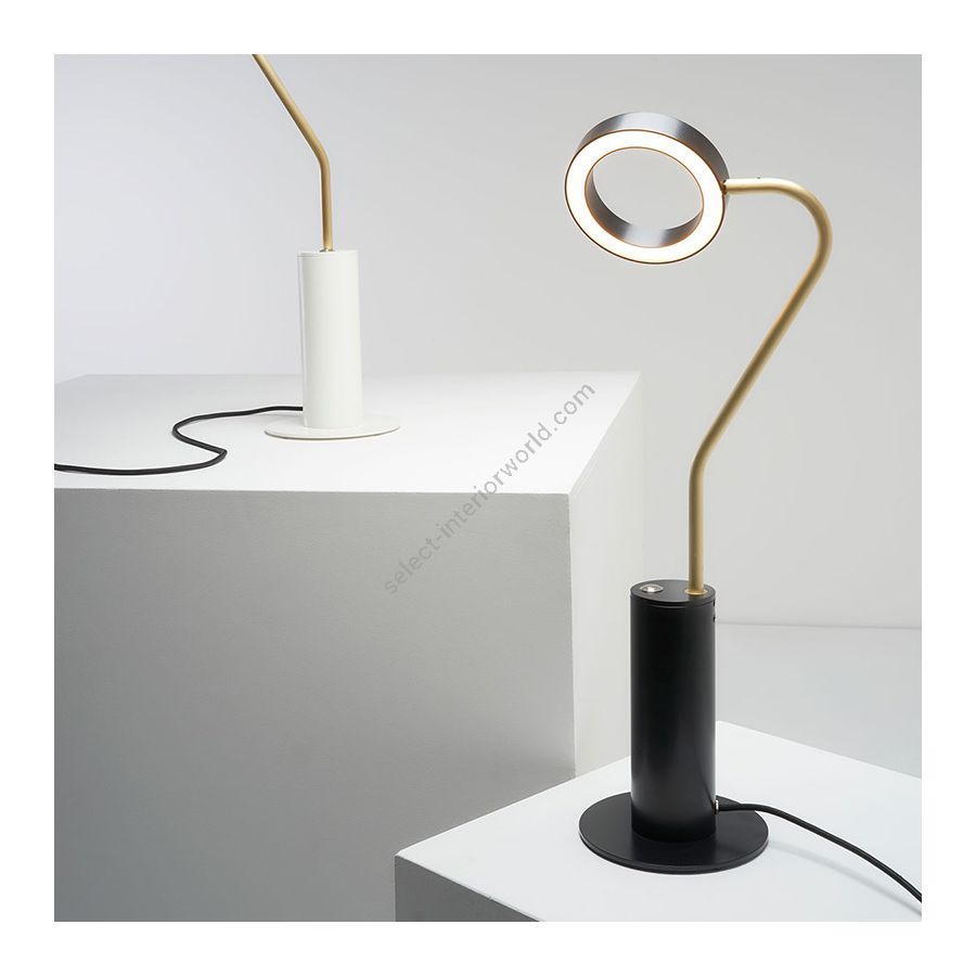 Table lamp / Brass with matt black disc and ring