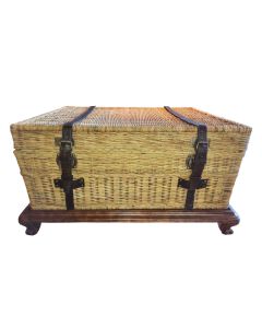 Ralph Lauren / Rattan Trunk (Chest) - Coffee Table on stand with Leather Straps / Marseilles