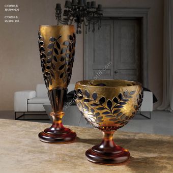 Italian Luxury Lighting / Vases / Amber Crystal Vase 54 cm and Bowl 43 cm 020030AB