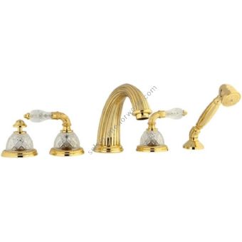 Bronces Mestre / Bath-Shower Fittings / Five holes bath set with classical crystal 033316.FCC.00