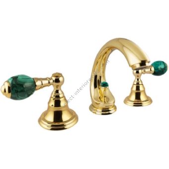 Bronces Mestre / Washbasin Fittings / Three holes basin set with malachite stone 036801.ML0.00
