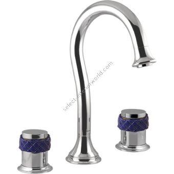 Bronces Mestre / Washbasin Fittings / Three holes basin set with blue porcelain 065501.A00.50